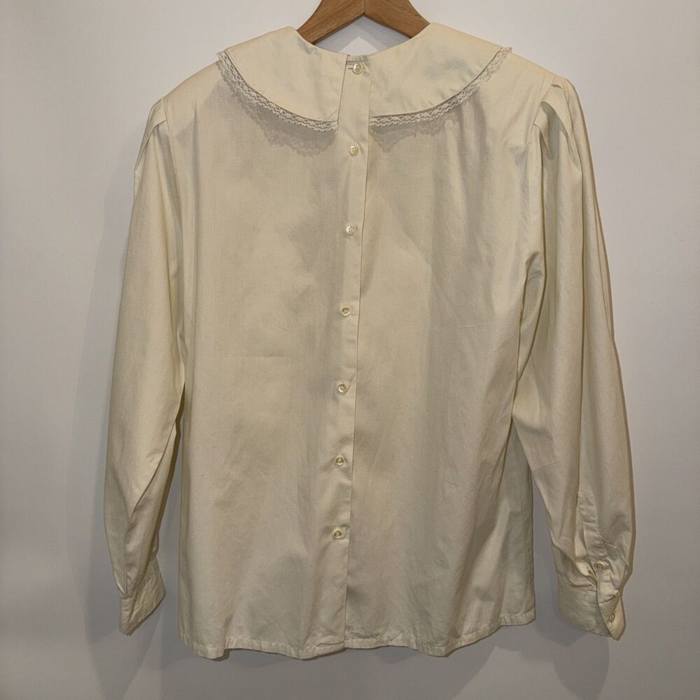 Vtg Herman Geist Victorian Blouse Ruffle Lace Cream Ivory Sz 10 Cosplay Academia - Picture 5 of 14